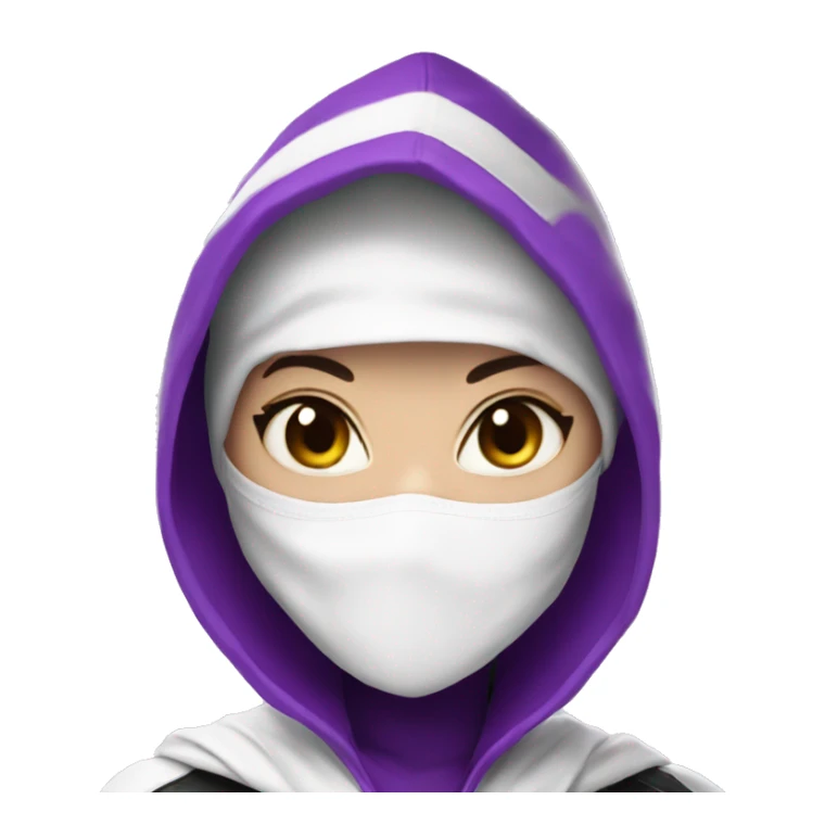 spider gwen wearing a mask and hood purple and white sticker