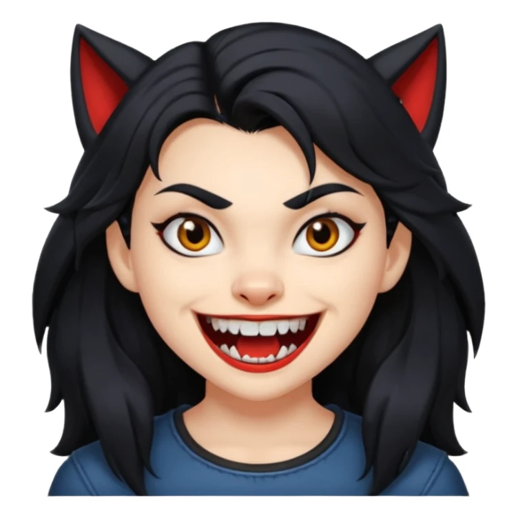 Werewolf black hair girl with a smile sticker