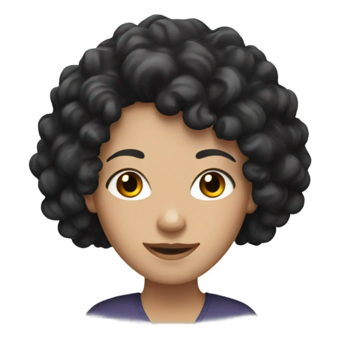 A white woman with black curly hair sticker