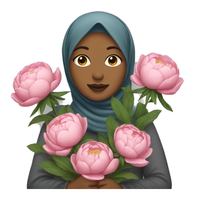 Woman with hijab holding peonies sticker