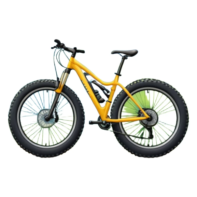 The background showcases majestic mountains, lush green valleys, and a bright blue sky with fluffy clouds. The sun casts warm light over the landscape, emphasizing the beauty of outdoor cycling. a mountain bike standing on a scenic trail.  sticker