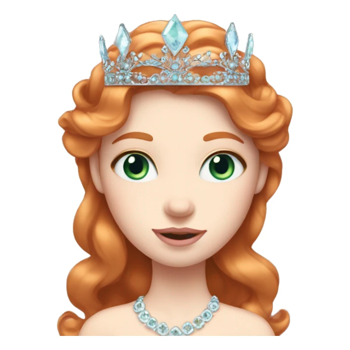 Ginger princess, pale, blue-green eyes, rosy cheeks, tiara, light pink lips sticker