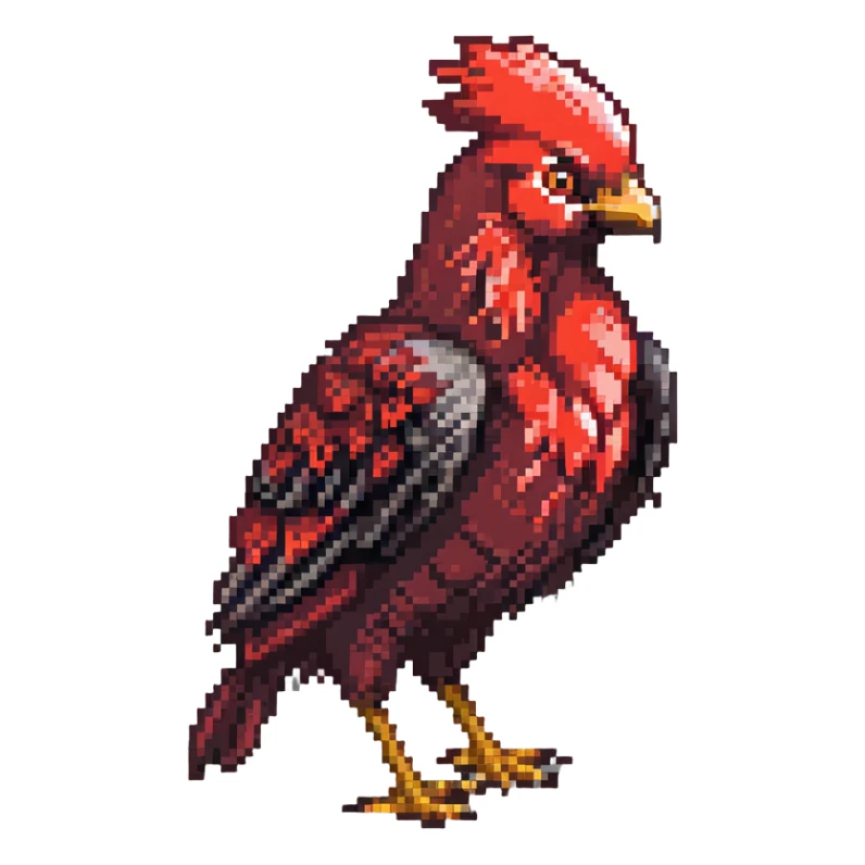 Red chocobo from Final Fantasy, large bird with red feathers sticker