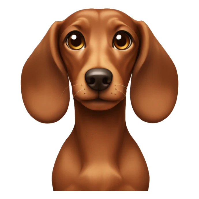 brown dachshund with light brown fluffy ears and breast sticker
