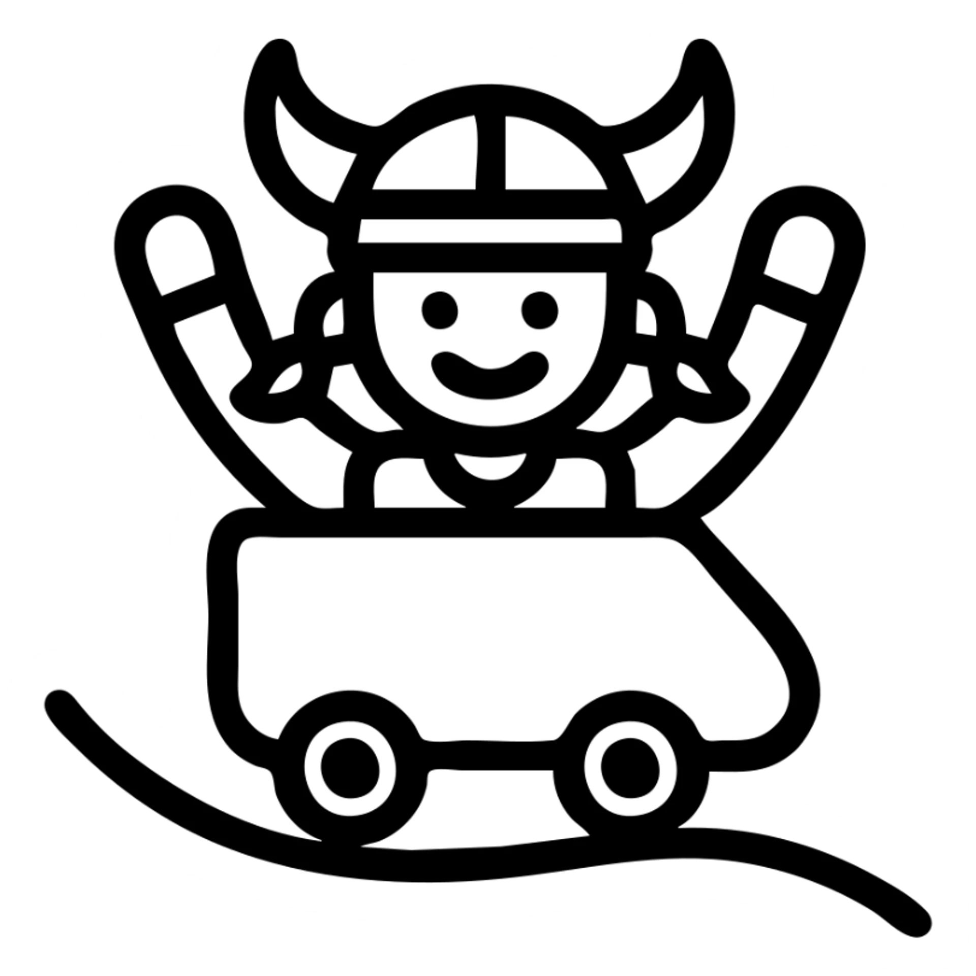 Icone un viking enfant qui sourie et qui est dans un roller coaster  sticker