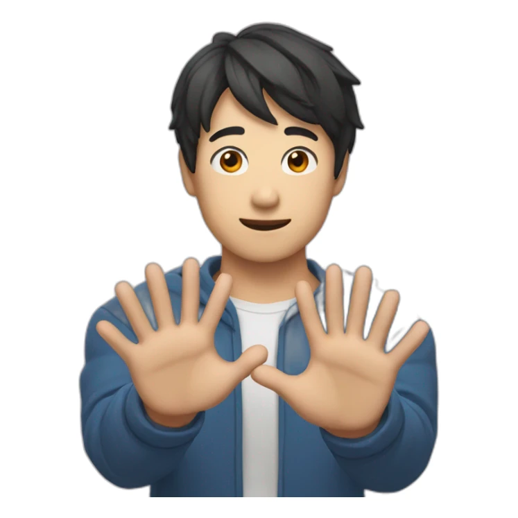 Jin shows his hands to say hello sticker