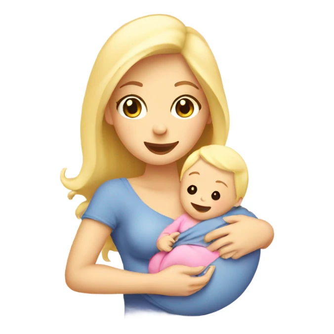 blonde woman breast feeding baby. pink sticker