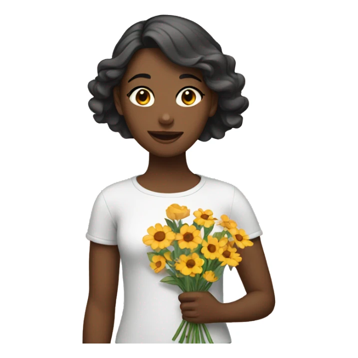 Girl with flowers  sticker