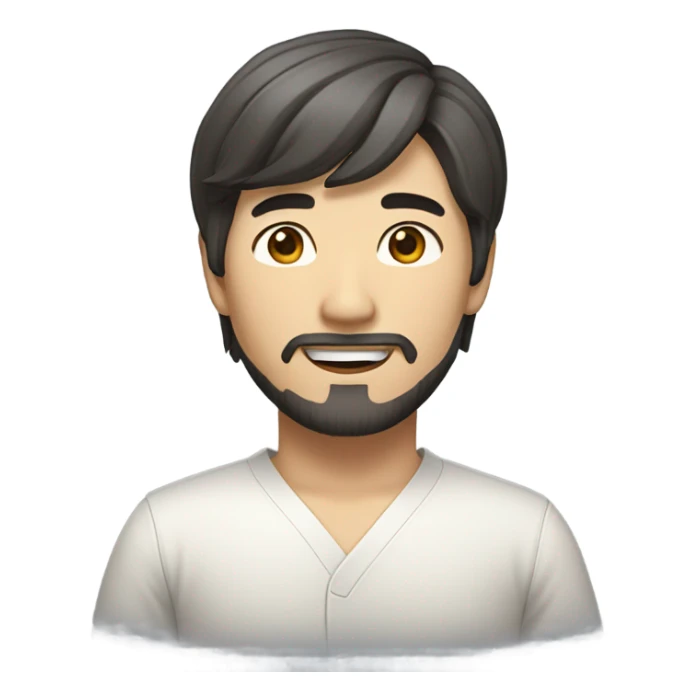 Korean Male with half long hair and small beard sticker