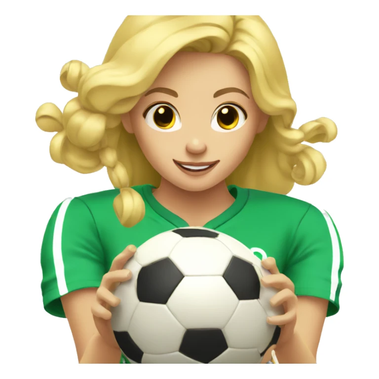 blond woman spinning a soccer ball on her hands sticker