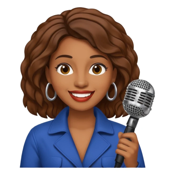 brown skin woman, singer, hold micro sticker