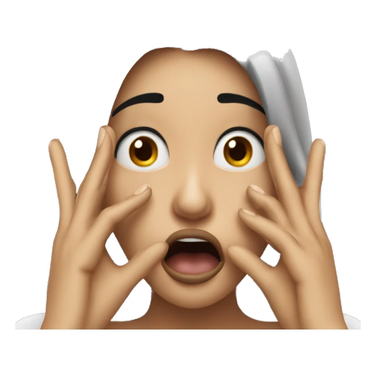 shocked woman hands on face black sticker