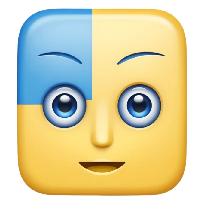 square with yellow body blue square eyes and mouth sticker