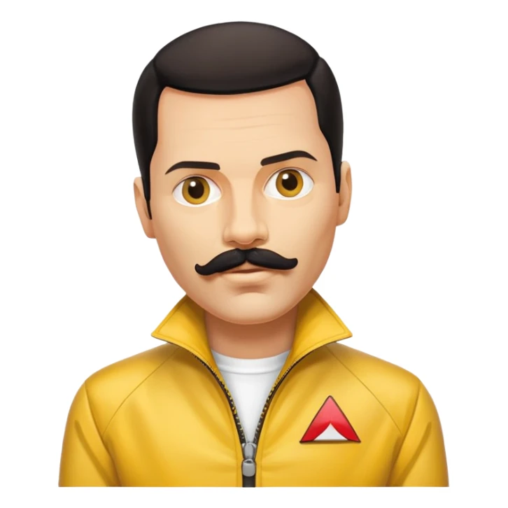 Freddie Mercury with mustache and yellow jacket sticker