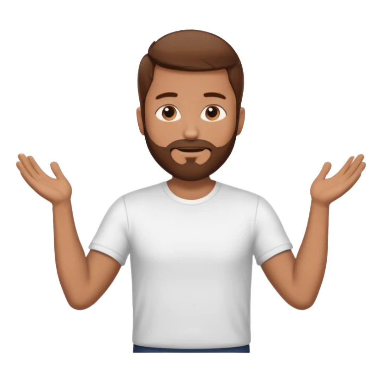 A man with brown hair and beard with his arms out horizontally straight waiting for a hug sticker