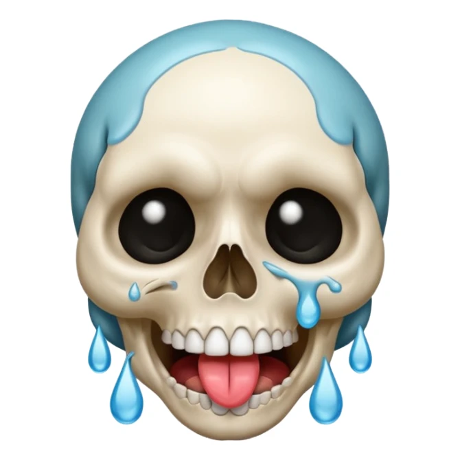 crying skull with tears, a smile and tongue sticking out  sticker