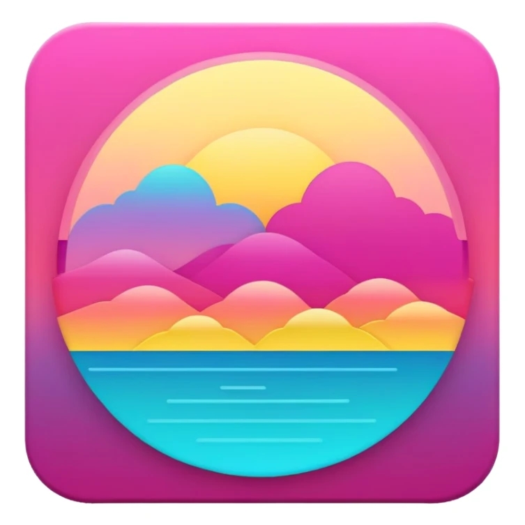  Magenta-Cyan-Yellow-gradient Aesthetic Scenery Deco sticker