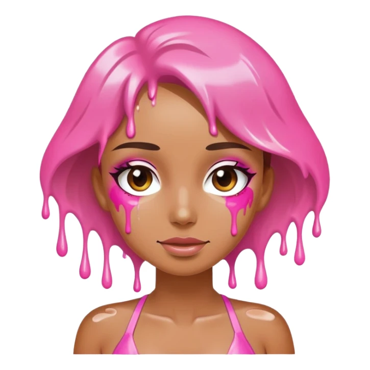 Woman wearing pink bikini with dripping white paint  sticker