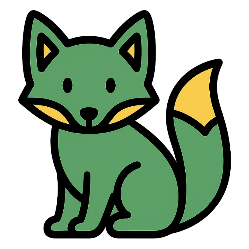 green fox, modern style, clean lines, minimalism sticker