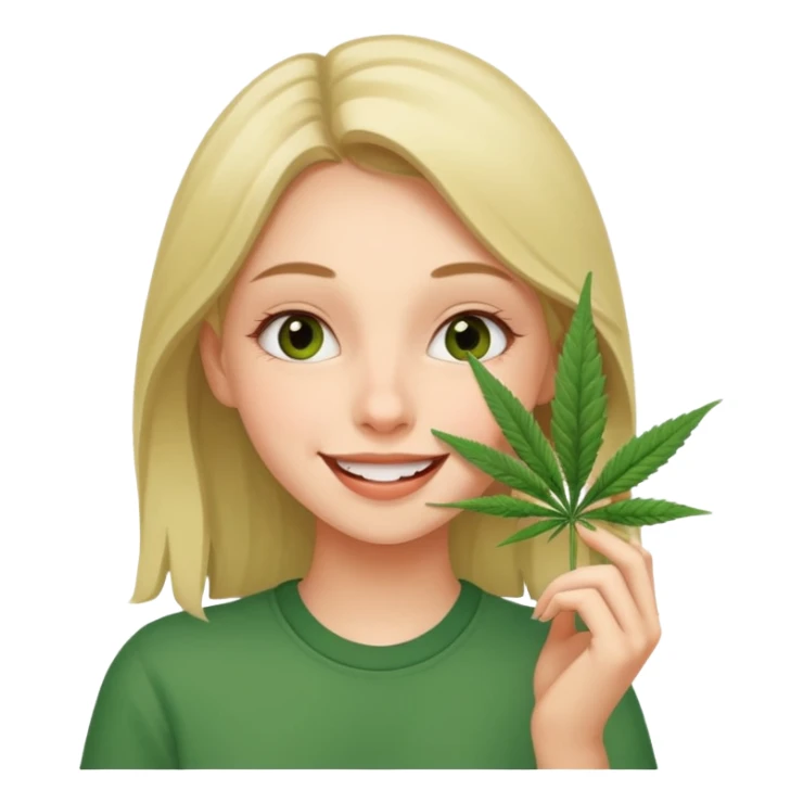 Girl happy smelling marijuana  sticker