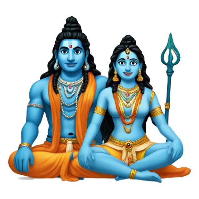 Sitting lord shiva and parvathi sticker