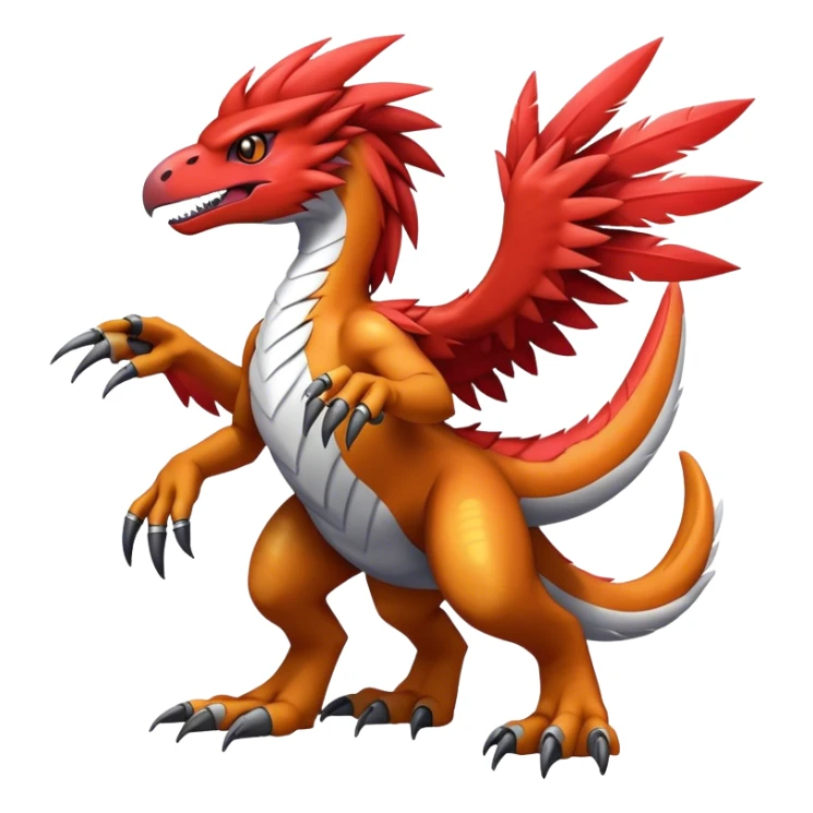Furry feather-mane Cool Edgy shiny Digimon-Fakemon-Guilmon-Velociraptor full body   sticker