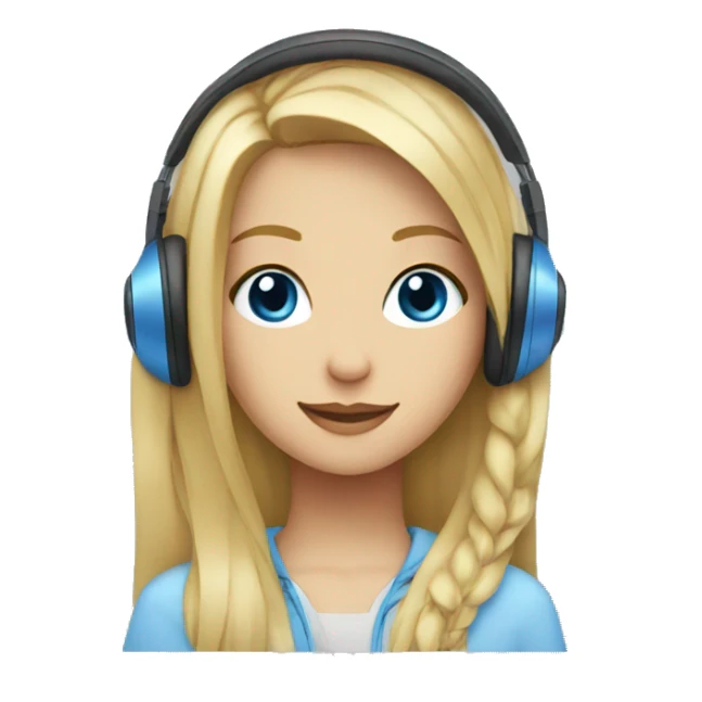 blonde girl and blue eyes with headphones sticker