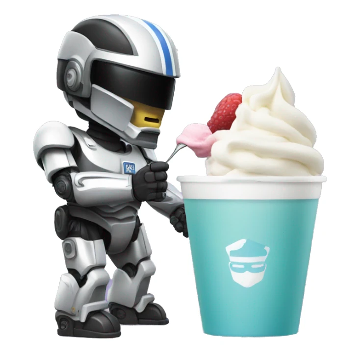 robocop eating frozen yogurt sticker