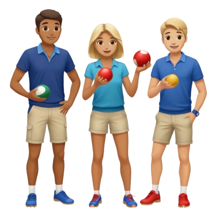 young French guys and girls playing petanque having fun sticker