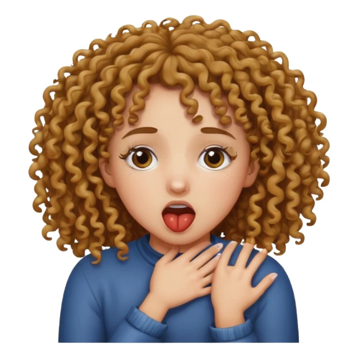 Mixed curly haired girl choking herself with her own hands  sticker