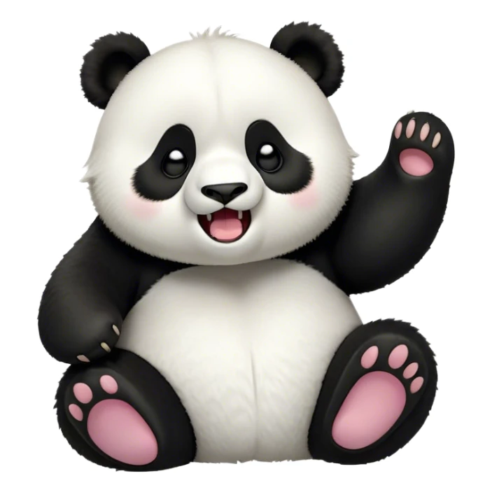 Cinematic Cute Yawning Panda Portrait Emoji, Head tilted slightly with a dramatic, wide-open yawn, showcasing a soft, plush black and white Fur with droopy ears, round eyes barely open in drowsy contentment, Simplified yet irresistibly adorable features, highly detailed, glowing with a soft, cozy glow, high shine, relaxed yet expressive, stylized with a touch of gentle whimsy, bright and endearing, soft glowing outline, capturing the essence of a sleepy yet affectionate panda, so drowsy it feels like it could stretch right out of the screen and curl up for a nap! sticker