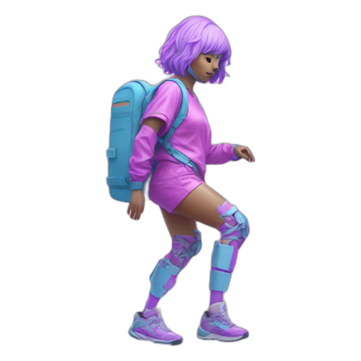Vaporwave person with prosthetic leg  sticker