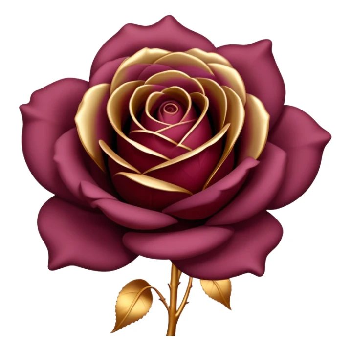 A dark Mauve red romantic Rose with gold petals sticking out sticker