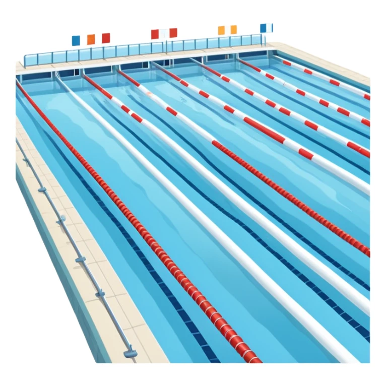 An icon featuring an Olympic swimming pool with multiple lanes and swimmers racing side by side. Splashes and lane dividers highlight the competition atmosphere. Transparent background emphasizes the energy, speed, and intensity of professional swimming events. sticker