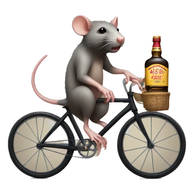 rat with abs and a bicycle holds whiskey sticker