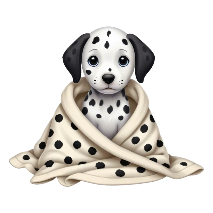 dalmatian puppy cozy in a blanket sticker