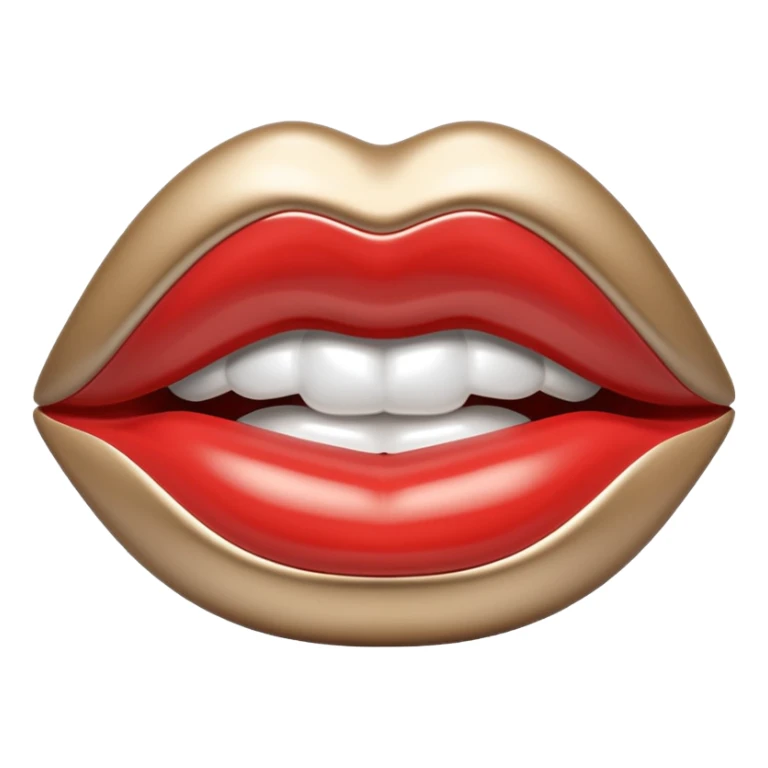 female lips emoji, smooth liquid metal chrome surface, sensual sculpted shape, high-gloss reflections, monochrome futuristic 3D style, isolated on white sticker