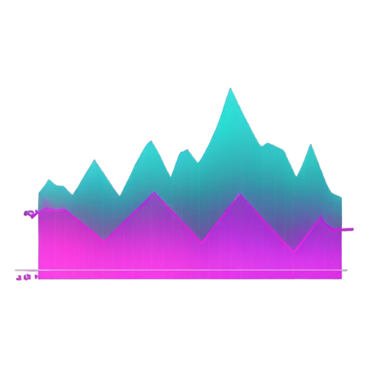 vaporware color themed line chart, stock price going up sticker