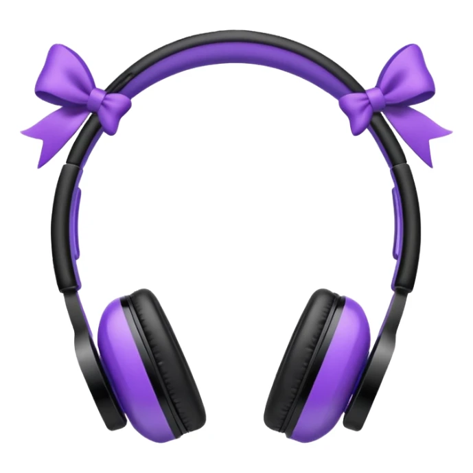 apple air max headphoness with bow on the right side black and purple  sticker