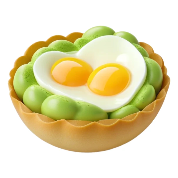 3D rendered matcha green Hong Kong egg puffs (鸡蛋仔) with authentic egg-shaped bubble pattern, vibrant green color, hyper-realistic texture, glossy finish, detailed individual bubbles sticker