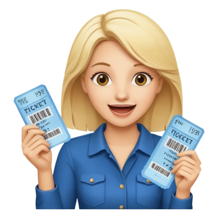 excited blonde woman holding tickets sticker
