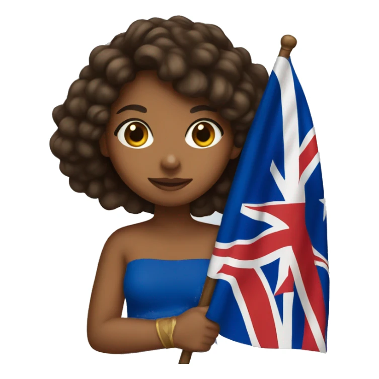 Brown girl holding Samoan flag sticker