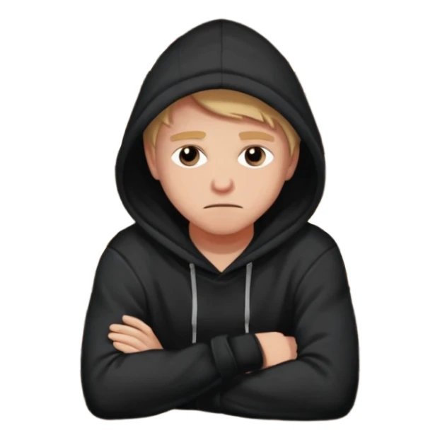 Caucasian in black hoodie sitting sad at bar sticker