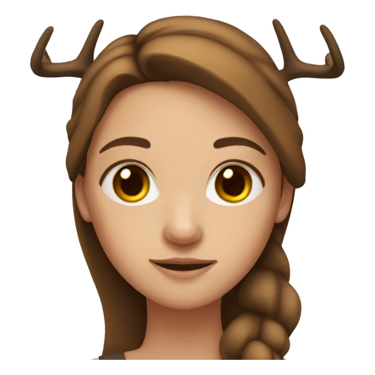 Girl with deer antlers and brown hair sticker