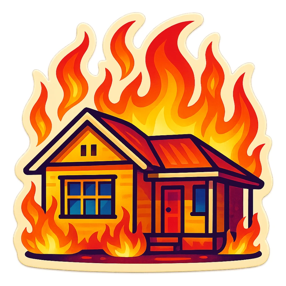 generate australlian house in fire sticker