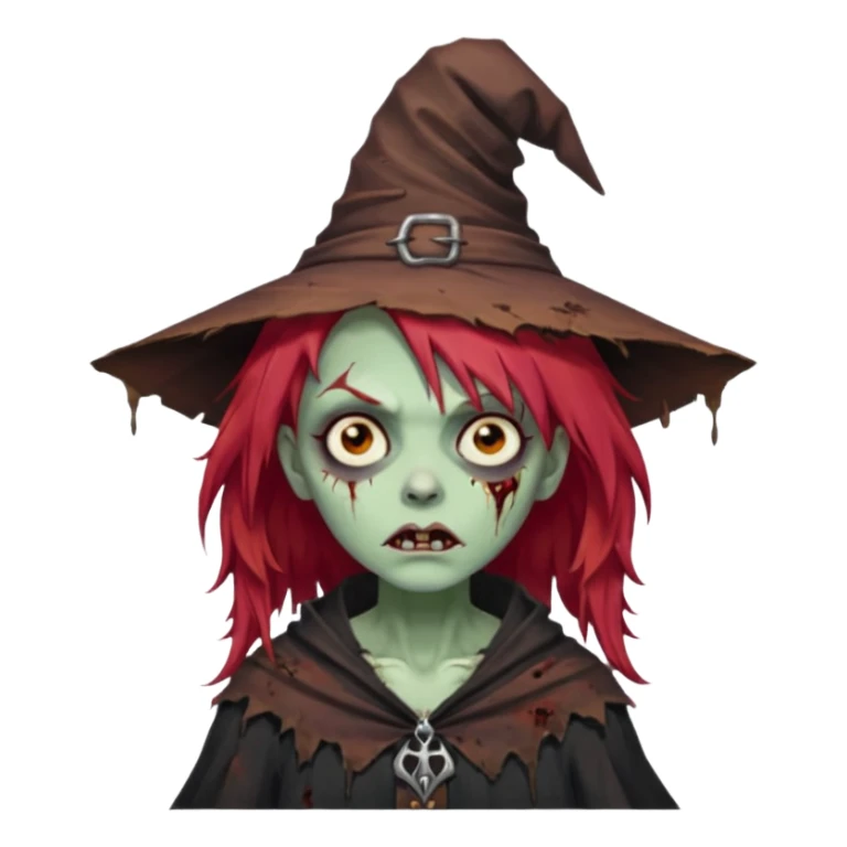red hair zombie witch sticker