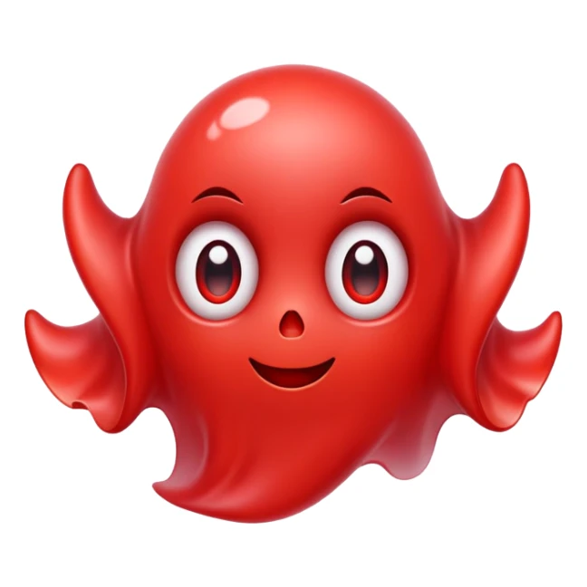 Cute red ghost character with big adorable eyes and a small smile sticker