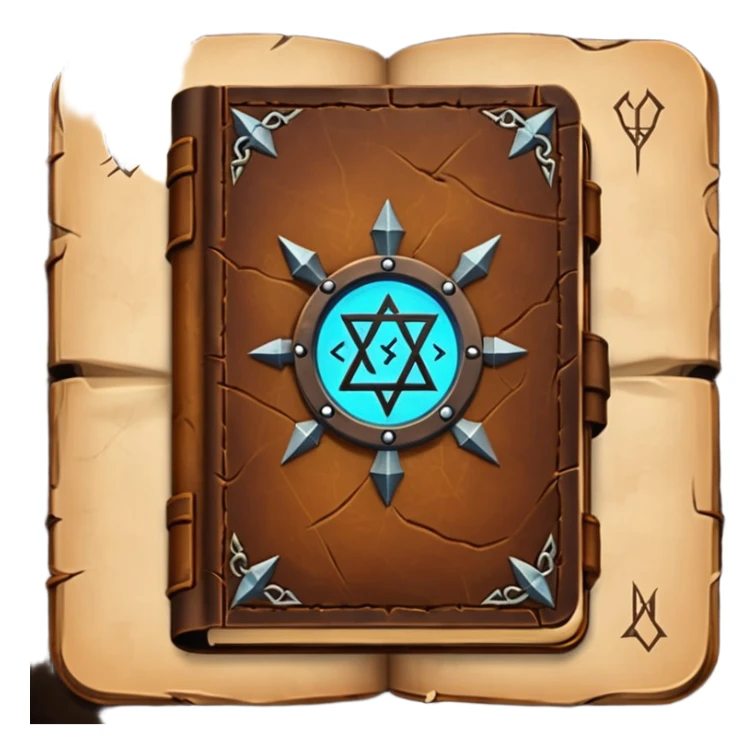 Spell Book – Old leather book glowing with runes sticker