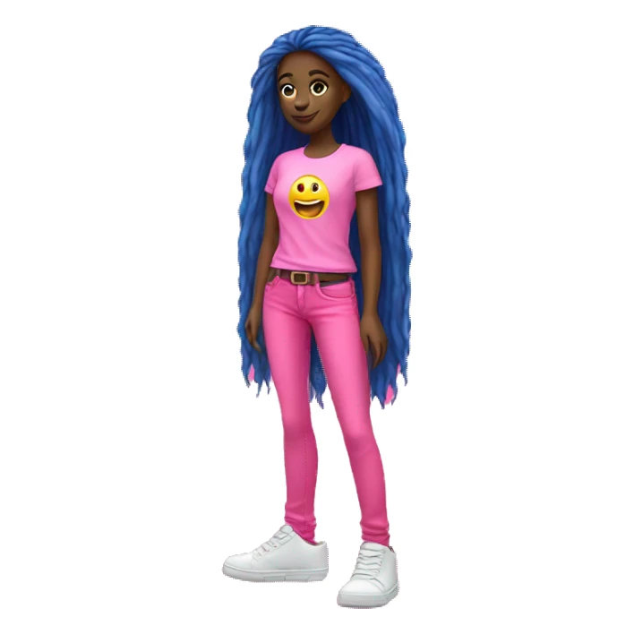 girl full body jeans caucasian pink fluo tshirt  sticker