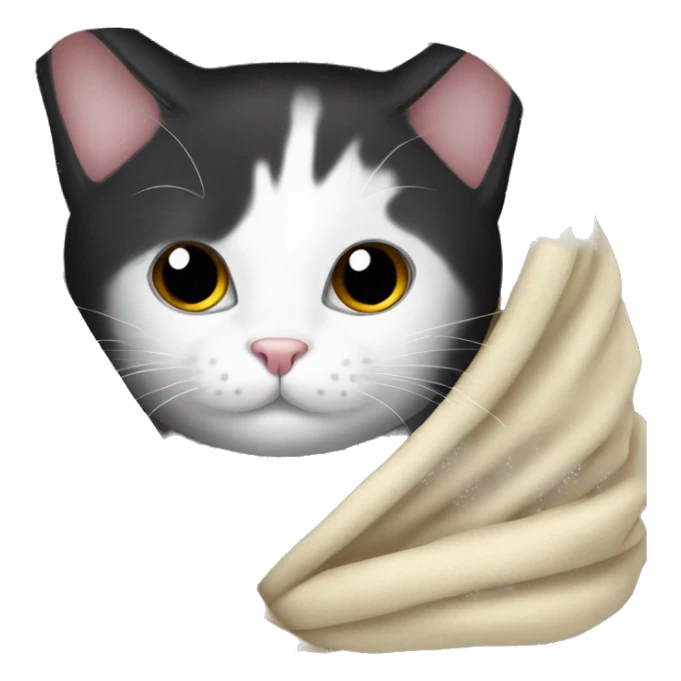 Black and white cat in a blanket  sticker